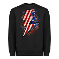 Black leopard american flag lightning bolt Heavyweight Sweatshirt - Zillion Design Studio