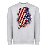 Heather Grey leopard american flag lightning bolt Heavyweight Sweatshirt - Zillion Design Studio