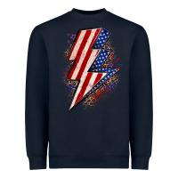 Navy leopard american flag lightning bolt Heavyweight Sweatshirt - Zillion Design Studio