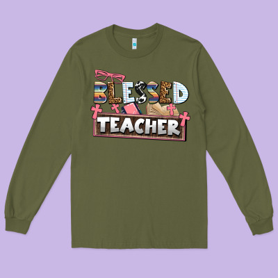 Blessed Teacher Long Sleeve Tee Designed By Adodesignshop
