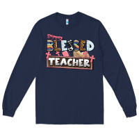 Navy blessed teacher Long Sleeve Tee - AdoDesignShop