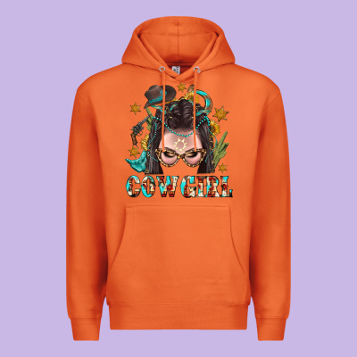 Western Cowgirl Braid Hair Premium Hoodie Designed By Bundleandbundleshop