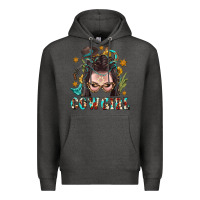 Charcoal Heather Western Cowgirl Braid Hair Premium Hoodie - BundleAndBundleShop