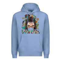 Colony Blue Western Cowgirl Braid Hair Premium Hoodie - BundleAndBundleShop