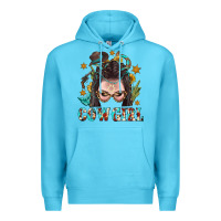 Ocean Blue Western Cowgirl Braid Hair Premium Hoodie - BundleAndBundleShop
