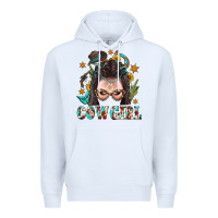 White Western Cowgirl Braid Hair Premium Hoodie - BundleAndBundleShop