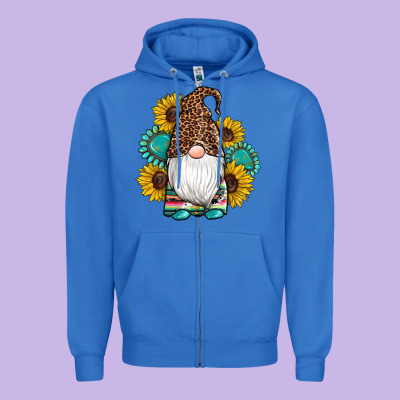 Western Gnomes Sunflowers Gemstones Leopard Serape Cowhide Glitter Zipper Hoodie Designed By Artiststas