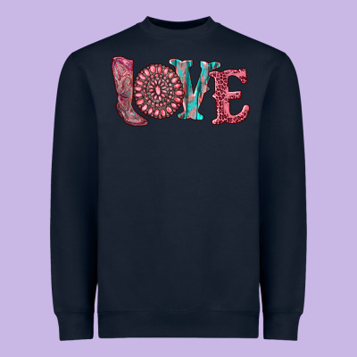 Valentine's Day Love With Boots And Gemstone Heavyweight Sweatshirt Designed By Ranaportraitstore