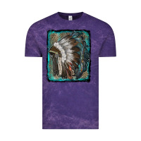Cloud Purple indian feather headdress with leopard background Vintage Tee - RanaPortraitStore