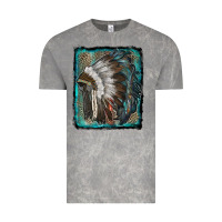 Cloud Rock indian feather headdress with leopard background Vintage Tee - RanaPortraitStore