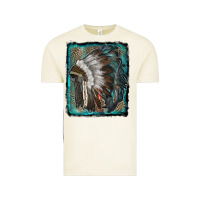 Vintage Arctic indian feather headdress with leopard background Vintage Tee - RanaPortraitStore