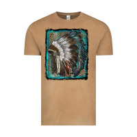 Vintage Camel indian feather headdress with leopard background Vintage Tee - RanaPortraitStore