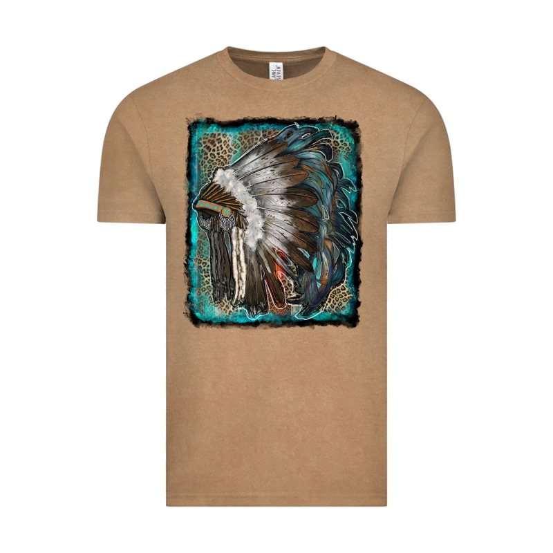 Indian Feather Headdress With Leopard Background Vintage Tee by RanaPortraitStore | Teevron