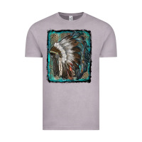 Vintage Zinc indian feather headdress with leopard background Vintage Tee - RanaPortraitStore