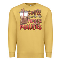 Antique Gold coffee gives me mother powers Premium Sweatshirt - MaliasSmallBusiness