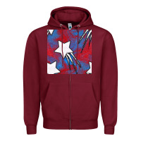 Burgundy Glitter 4th Of July Seamless Pattern Zipper Hoodie - BundleAndBundleShop