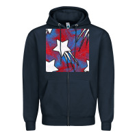 Navy Glitter 4th Of July Seamless Pattern Zipper Hoodie - BundleAndBundleShop