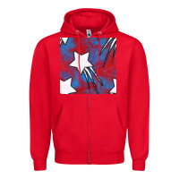 Red Glitter 4th Of July Seamless Pattern Zipper Hoodie - BundleAndBundleShop