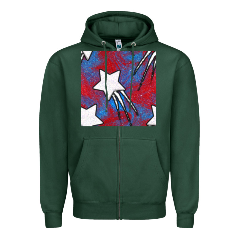 Glitter 4th Of July Seamless Pattern Zipper Hoodie by BundleAndBundleShop | Teevron