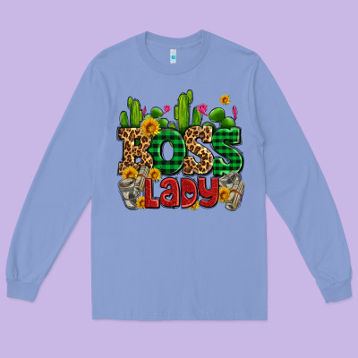 Boss Lady With Money And Cactus Long Sleeve Tee Designed By Adodesignshop