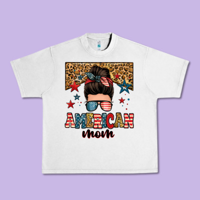American Mom Junkie Messy Bun Urban Heavy Tee Designed By Zillion Design Studio