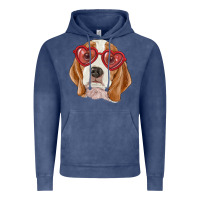 Vintage Denim Beagle with love glasses Vintage Hoodie - RanaPortraitStore