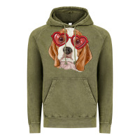 Vintage Olive Beagle with love glasses Vintage Hoodie - RanaPortraitStore