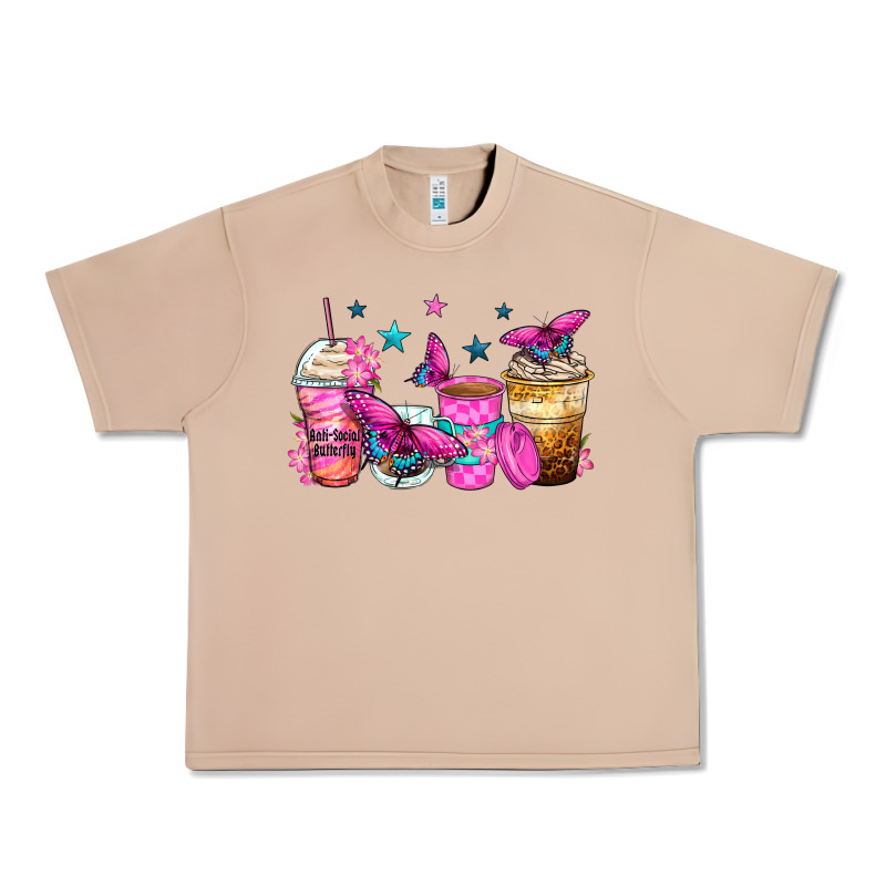 Antisocial Butterfly Coffee Cups Urban Heavy Tee by Zillion Design Studio | Teevron