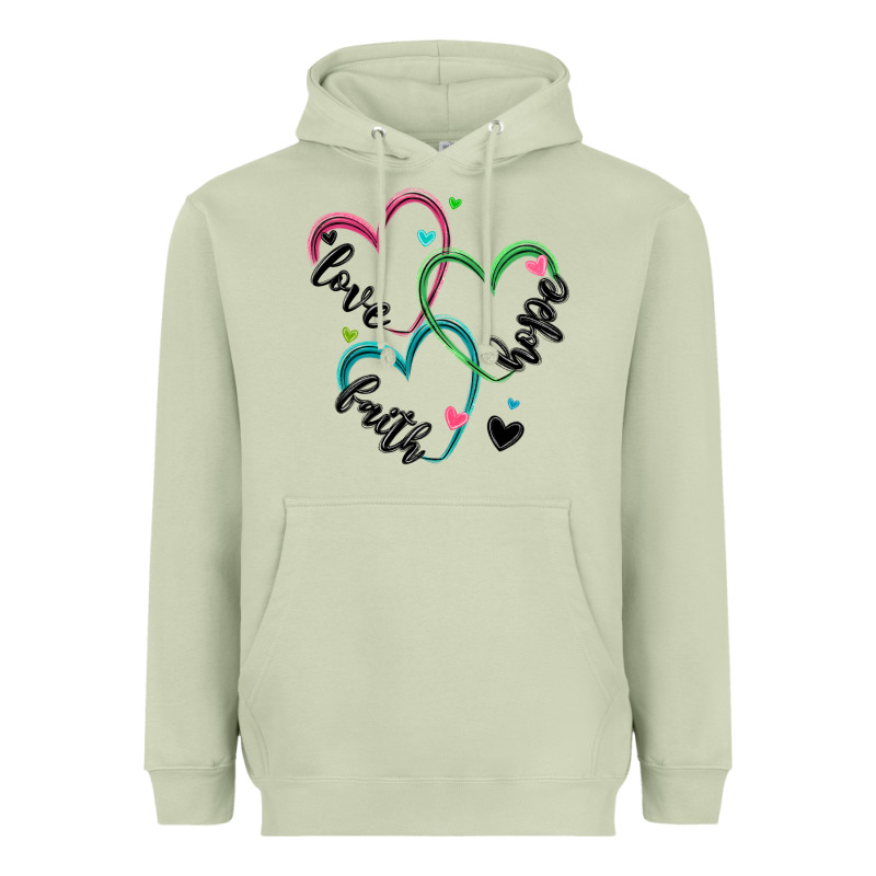 Faith Hope Love Heavyweight Hoodie by MaliasSmallBusiness | Teevron