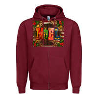 Burgundy noel mistletoe Christmas Zipper Hoodie - AdoDesignShop