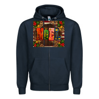 Navy noel mistletoe Christmas Zipper Hoodie - AdoDesignShop