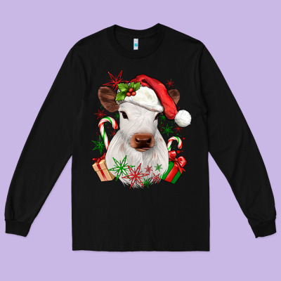 Christmas Heifer Long Sleeve Tee Designed By Jahusdesignshop