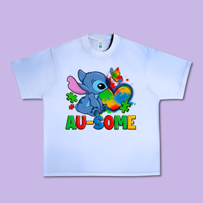 Ausome Stitch Autism Urban Heavy Tee Designed By Zillion Design Studio