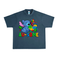 Midnight Navy ausome stitch autism Urban Heavy Tee - Zillion Design Studio