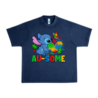 Navy ausome stitch autism Urban Heavy Tee - Zillion Design Studio