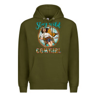 Army Green Western Stay Wild Cowgirl Premium Hoodie - BundleAndBundleShop