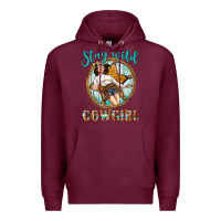 Burgundy Western Stay Wild Cowgirl Premium Hoodie - BundleAndBundleShop