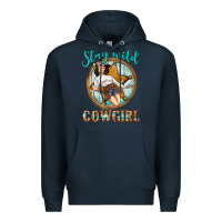 Navy Western Stay Wild Cowgirl Premium Hoodie - BundleAndBundleShop
