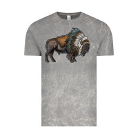 Cloud Rock bison with indian headdress Vintage Tee - RanaPortraitStore