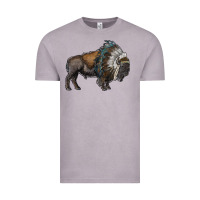 Bison With Indian Headdress Vintage Tee | Teevron