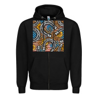 Black American Flag Horseshoe Deamless Pattern Zipper Hoodie - BundleAndBundleShop