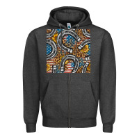 Charcoal Heather American Flag Horseshoe Deamless Pattern Zipper Hoodie - BundleAndBundleShop