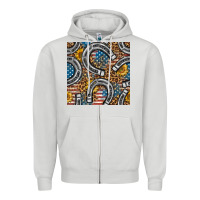 Dove Grey American Flag Horseshoe Deamless Pattern Zipper Hoodie - BundleAndBundleShop