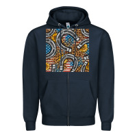 Navy American Flag Horseshoe Deamless Pattern Zipper Hoodie - BundleAndBundleShop