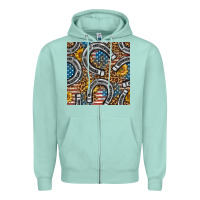 Seafoam American Flag Horseshoe Deamless Pattern Zipper Hoodie - BundleAndBundleShop