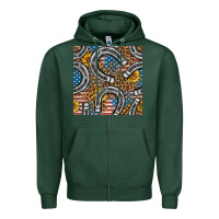 Sports Green American Flag Horseshoe Deamless Pattern Zipper Hoodie - BundleAndBundleShop