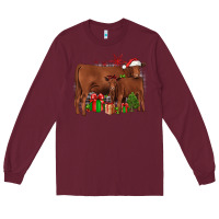 Burgundy Christmas Gelbvieh Long Sleeve Tee - JahusDesignShop