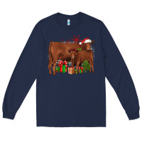 Navy Christmas Gelbvieh Long Sleeve Tee - JahusDesignShop