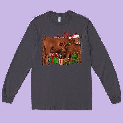 Christmas Gelbvieh Long Sleeve Tee Designed By Jahusdesignshop