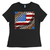 Black American flag and race flag Ladies Tee - AdoDesignShop